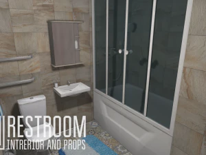 restroom - intrerior and props 3D Model