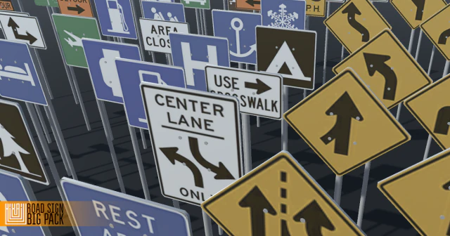 road sign - big pack 3D Model .c4d .max .obj .3ds .fbx .stl .blend 