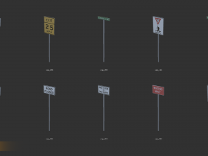 road sign - big pack Modèle 3D