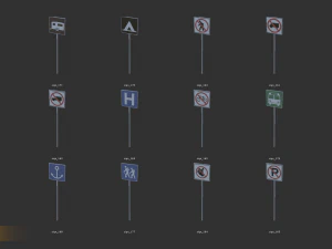 road sign - big pack 3D Model