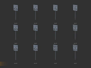 road sign - big pack 3D Model