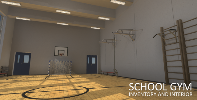 school gym - inventory and interior Model 3D .c4d .max .obj .3ds .fbx .stl .blend 