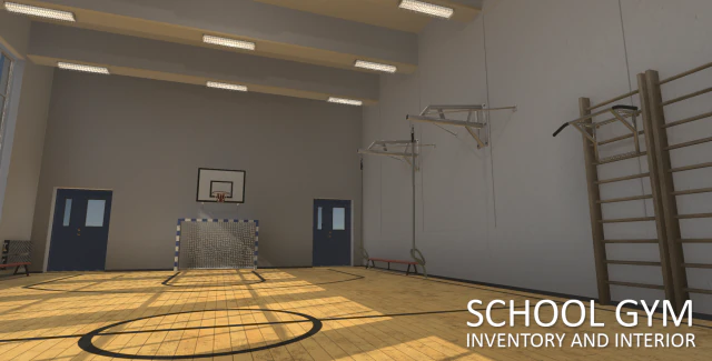 school gym - inventory and interior 3D Model .c4d .max .obj .3ds .fbx .stl .blend
