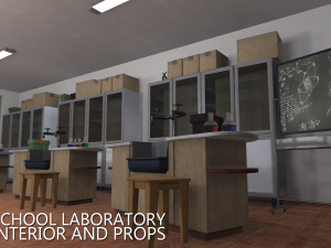 school laboratory - interior and props 3D Model