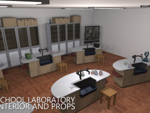 school laboratory - interior and props 3D Model