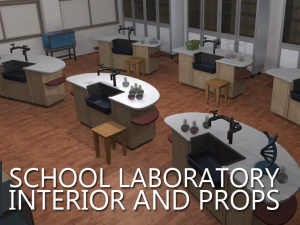 school laboratory - interior and props 3D Model