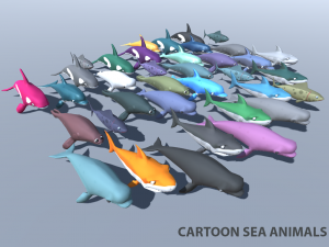 shark dolphin and other sea animals 3Dモデル