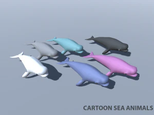 tibur&oacute;n, delf&iacute;n y otros animales marinos Modelo 3D