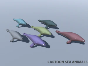 tibur&oacute;n, delf&iacute;n y otros animales marinos Modelo 3D