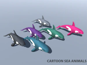 tibur&oacute;n, delf&iacute;n y otros animales marinos Modelo 3D