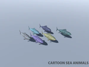 tibur&oacute;n, delf&iacute;n y otros animales marinos Modelo 3D