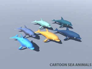 tibur&oacute;n, delf&iacute;n y otros animales marinos Modelo 3D
