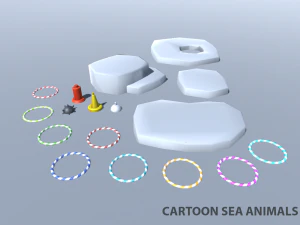 tibur&oacute;n, delf&iacute;n y otros animales marinos Modelo 3D
