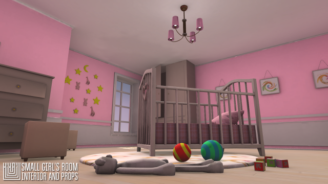small girls room - interior and props 3D Model .c4d .max .obj .3ds .fbx .stl .blend 