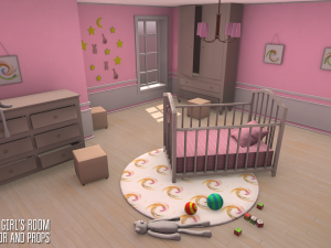small girls room - interior and props 3D Model