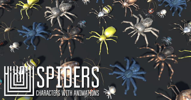spiders - characters with animations Modèle 3D .c4d .max .obj .3ds .fbx .stl .blend 