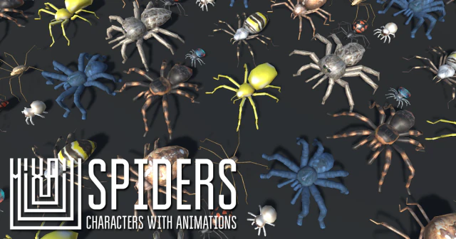 spiders - characters with animations 3D Model .c4d .max .obj .3ds .fbx .stl .blend