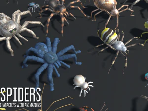 spiders - characters with animations 3D Model