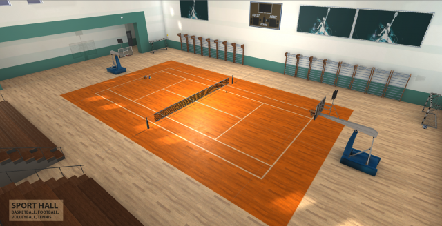 universal sport hall - basketball football volleyball tennis Model 3D .c4d .max .obj .3ds .fbx .stl .blend 