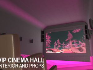vip cinema hall - interior and props 3D Model