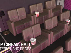 vip cinema hall - interior and props 3D Model