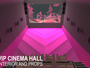 vip cinema hall - interior and props 3D Model