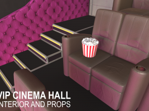 vip cinema hall - interior and props 3D Model