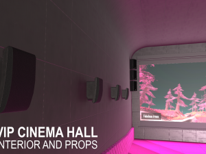 vip cinema hall - interior and props 3D Model