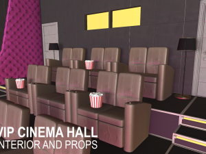 vip cinema hall - interior and props 3D Model
