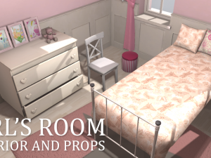 girls room - interior and props 3D 모델