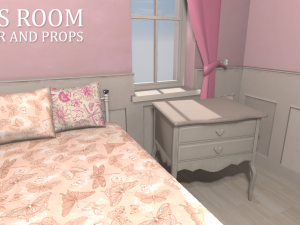 girls room - interior and props 3D Model