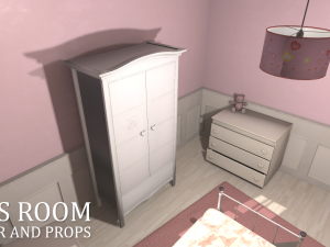 girls room - interior and props 3D Model