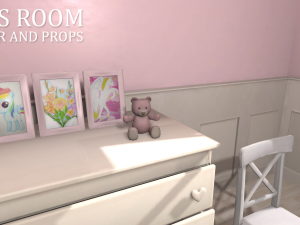 girls room - interior and props 3D Model