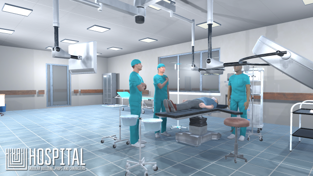hospital - modular building props and characters Modelo 3D .c4d .max .obj .3ds .fbx .stl .blend 