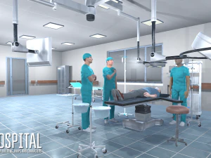 ziekenhuis - modulaire bouwrekwisieten en personages 3D Model