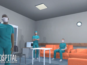 hospital - modular building props and characters 3D Model