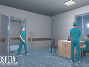 hospital - modular building props and characters Modelo 3D