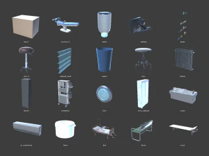 hospital - modular building props and characters 3D Model