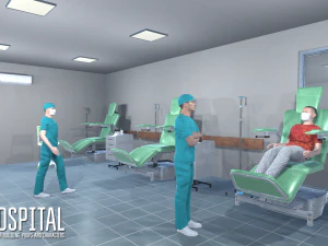 hospital - modular building props and characters 3D Model