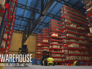 warehouse - hangar interior and props 3D Model