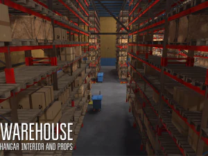 armaz&eacute;m - interior do hangar e adere&ccedil;os Modelo 3D