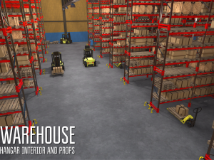 warehouse - hangar interior and props 3D Model