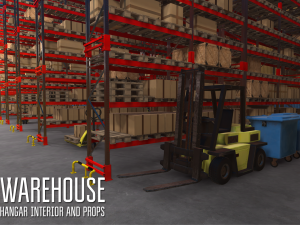 warehouse - hangar interior and props 3D Model