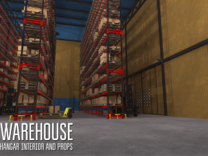 warehouse - hangar interior and props 3D Model