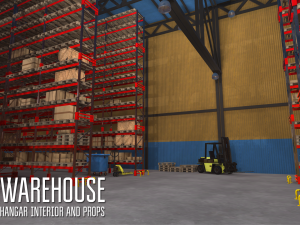warehouse - hangar interior and props 3D Model