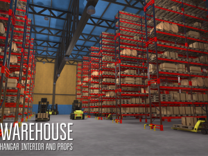 warehouse - hangar interior and props 3D Model