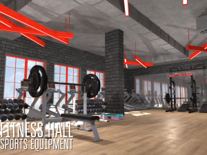 fitness hall - sports equipment Modello 3D