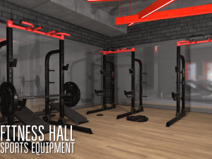 fitness hall - sports equipment Modello 3D