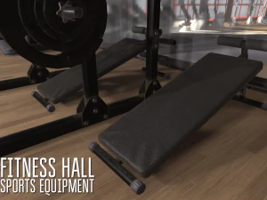 fitness hall - sports equipment 3D Model
