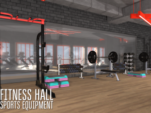 fitness hall - sports equipment Modello 3D